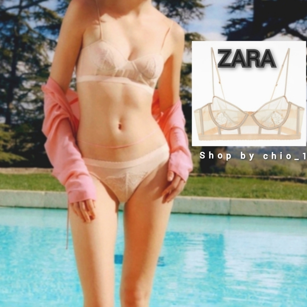 ZARA LACE UNDERWIRE CORSET LIGHT PINK bloggers favorite